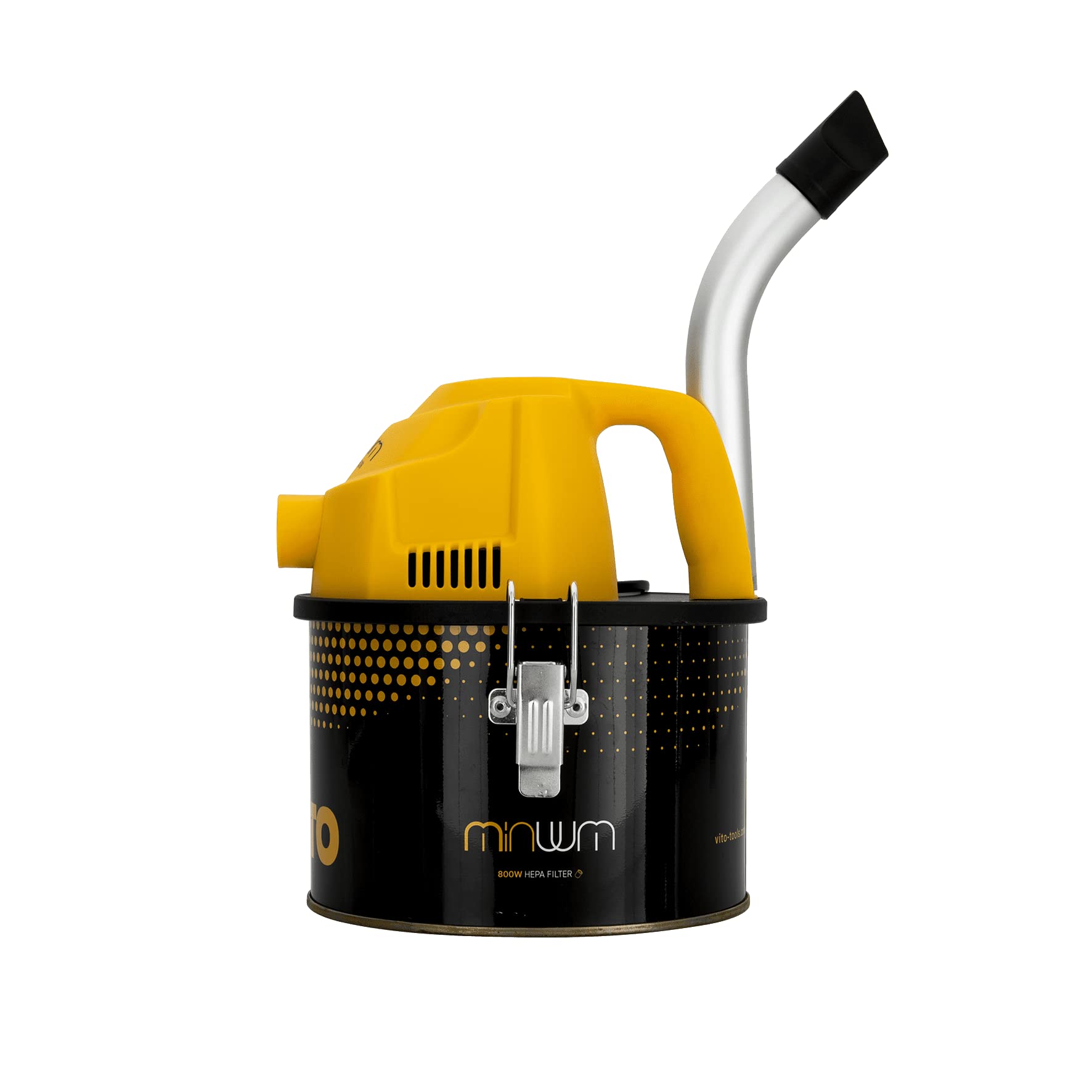 VITO Mini Staubsauger für Pellets - Aschesauger 800w 4L bis 40° auch Grill, kleine Ofen geeignet - HEPA Filter - Aluminiumrohr, Pelletofen, hochwertige Ausführung, Schwarz-gelb