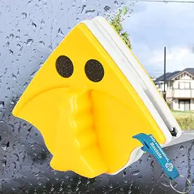 Limpador de Vidro Magnético para Janela Vidraça Aquário Amarelo + Chaveiro CBRN18659