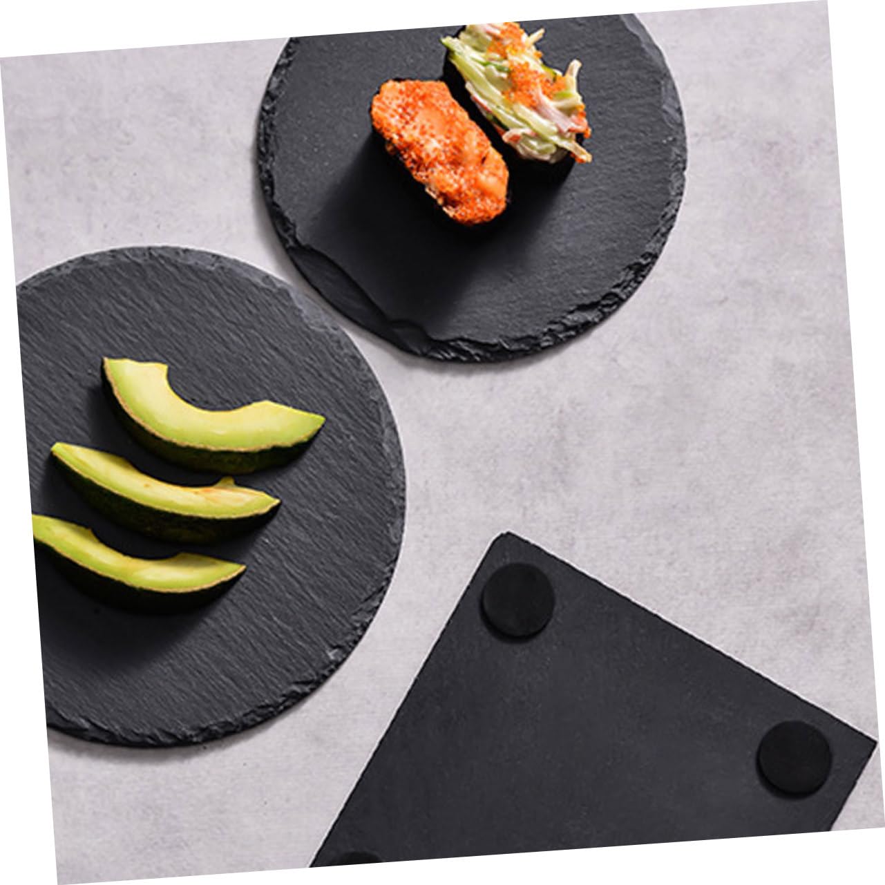 Ciieeo Schiefer Servierplatte Rund Für Steaks Salate Und Desserts Aus Hochwertigem Naturschiefer Robust Und Dekorativ Für Zuhause Und Restaurant