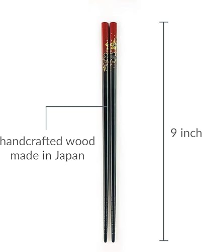 Vista 19 de Palillos japoneses con funda de viaje plástica JapanBargain, Yuzen rojo , Negro & rojo