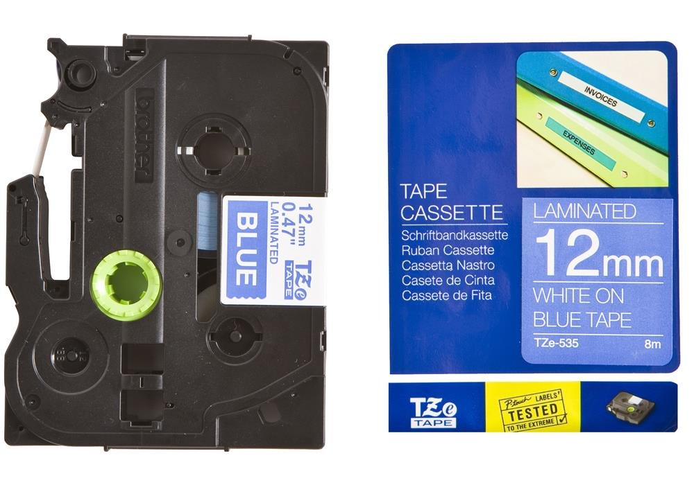 Brother TZ535 - Laminated tape - white on blue - Roll (1.2 cm x 8 m)