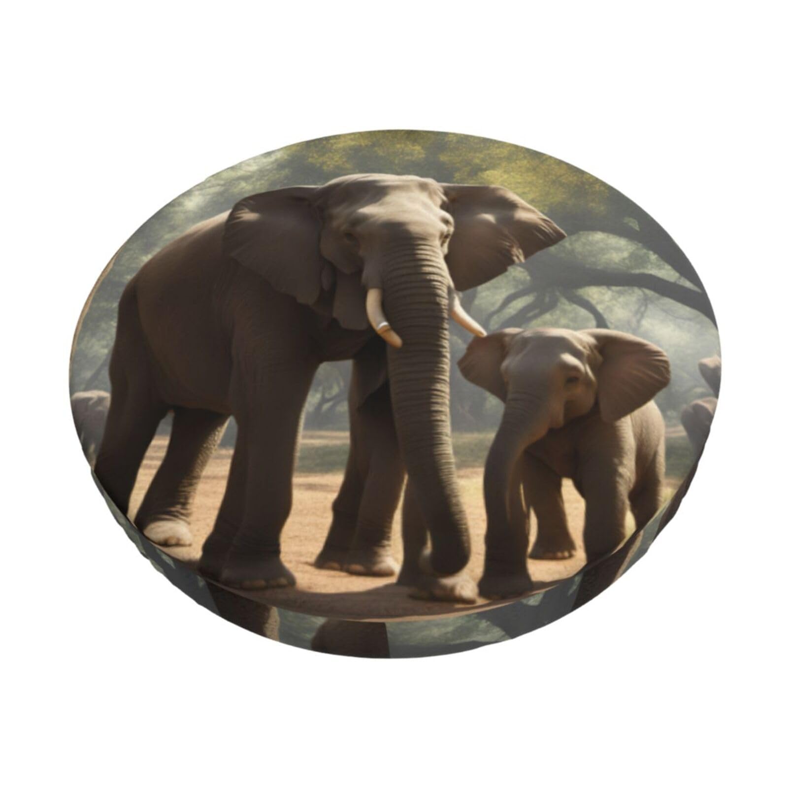 GUCHENP Elephant Print Round Bar Chair Cushion Cover,Washable Chair Protector For Indoor Home Furniture Decor