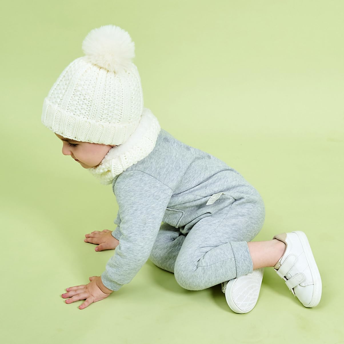 Kindermütze Wintermütze für Strickmütze für Kappe Schal Hüte Mütze mit Bommel strickmütze wintermütze Warme Babymütze warmes Halstuch Acryl Weiß