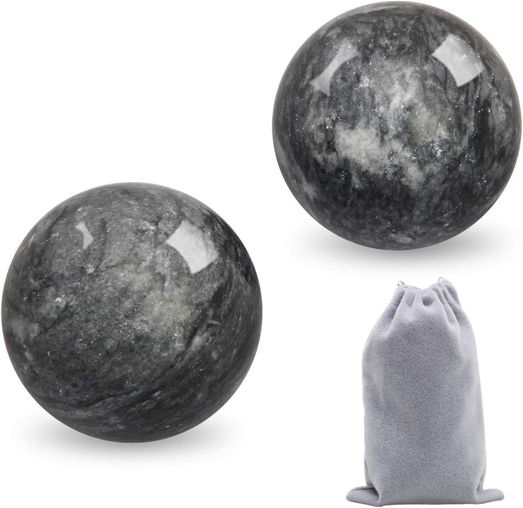 Coolrunner 2'' Marble Dark Grey Baoding Balls Chinese Health Stress Relieve Hand Exercise Massage
