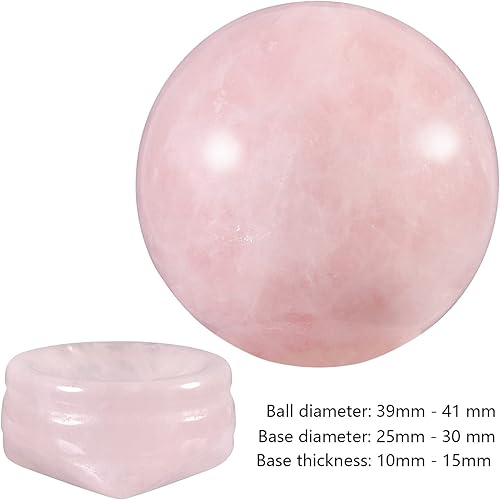 Miniatura 3 de Nupuyai Bola de esfera de cristal de cuarzo rosa natural curativo para decoración en casa y oficina, esfera de piedra energética pulida con soporte