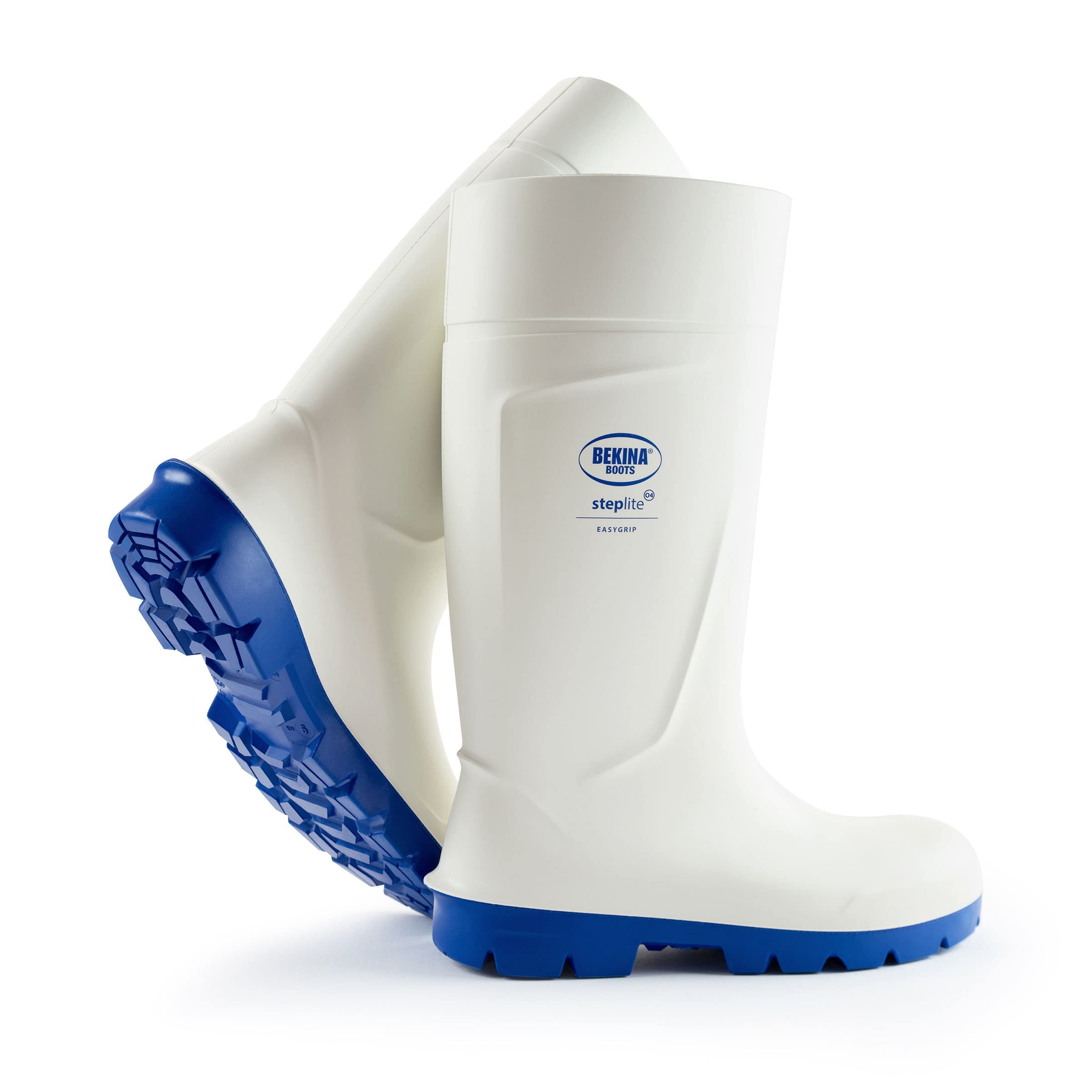 Bekina Bottes de Travail de qualité pour l'industrie Alimentaire, Nettoyage Facile, Facile à désinfecter, y Compris la Semelle intérieure pour Les Pieds Chauds et secs, Confort, Blanc, EU 42