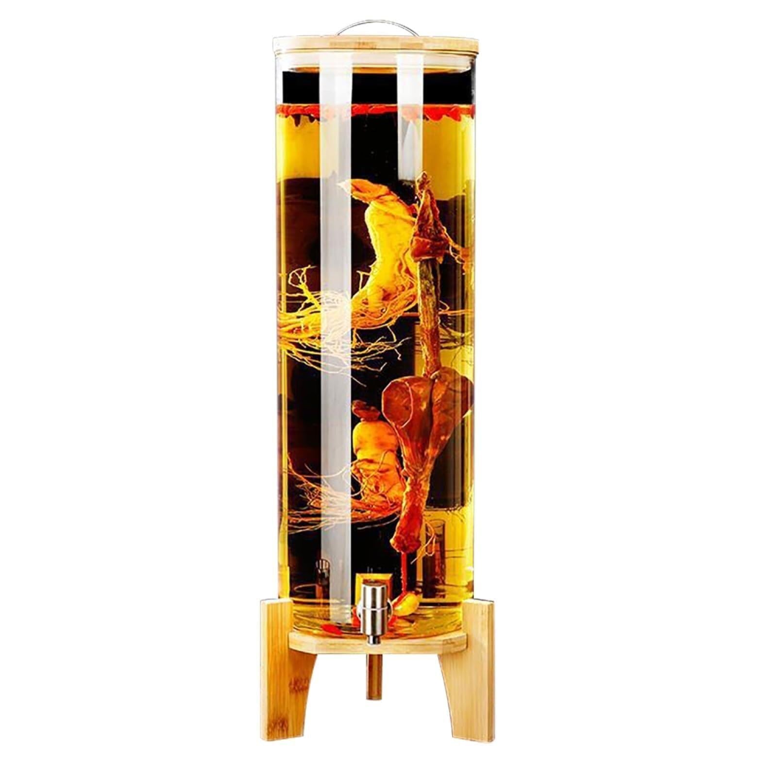 HCZKIUJY Glass Gallon Drink Dispenser with Stainless Steel Faucet, Leak-Resistant, Heat-Resistant Borosilicate Glass for Hot & Cold Beverages (15L)