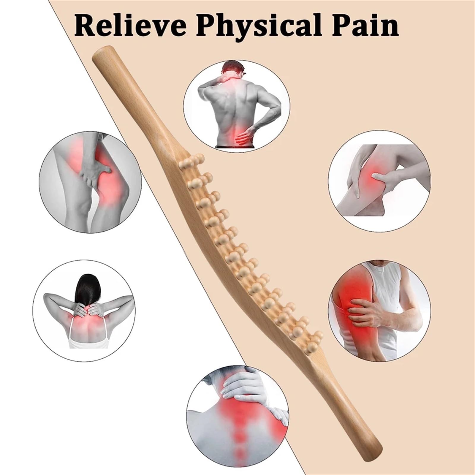 Cepillo Interdental Back Scratche Wooden Therapy Massage Tools 36 Beads Leg Body Massager Handheld Stick for Relieves Pain