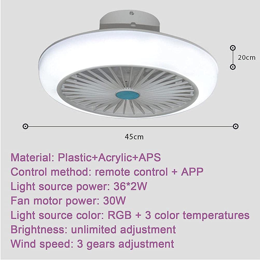 Fdit Wentylator Sufitowy LED z Głośnikiem Bluetooth, 72W 220V z Pilotem