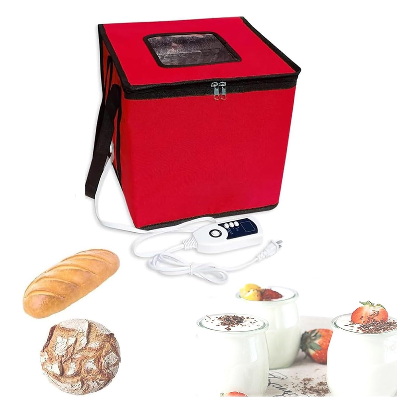 Kit di strumenti per la preparazione del pane a lievitazione naturale, con riscaldatore, per pizza e yogurt, scatola pieghevole con coperchio per la preparazione del pane (colore: H, dimensioni: 43 x