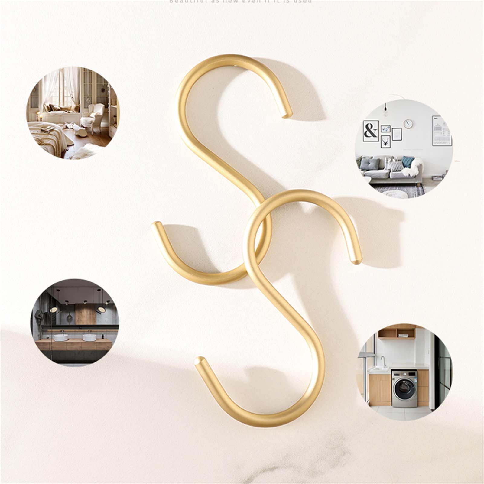 AnSafe Gancio A Forma di S, Lega di Alluminio Appendiabito Appendiabiti Impermeabile E Antiruggine Armadio Camera da Letto Bagno Veranda 10 Pezzi Color Oro