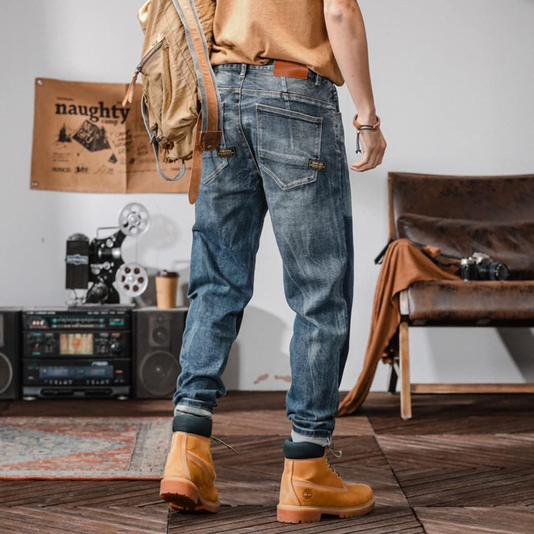 XYGJZ Men's Fashion Straight Fit Jeans Washed Loose Denim Pants