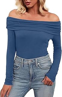 2025 Mujeres Sexy Color Sólido Off Hombro Top T Camisa Delgado Manga Larga Piso Camiseta Cuello Alto Conjunto Mujer