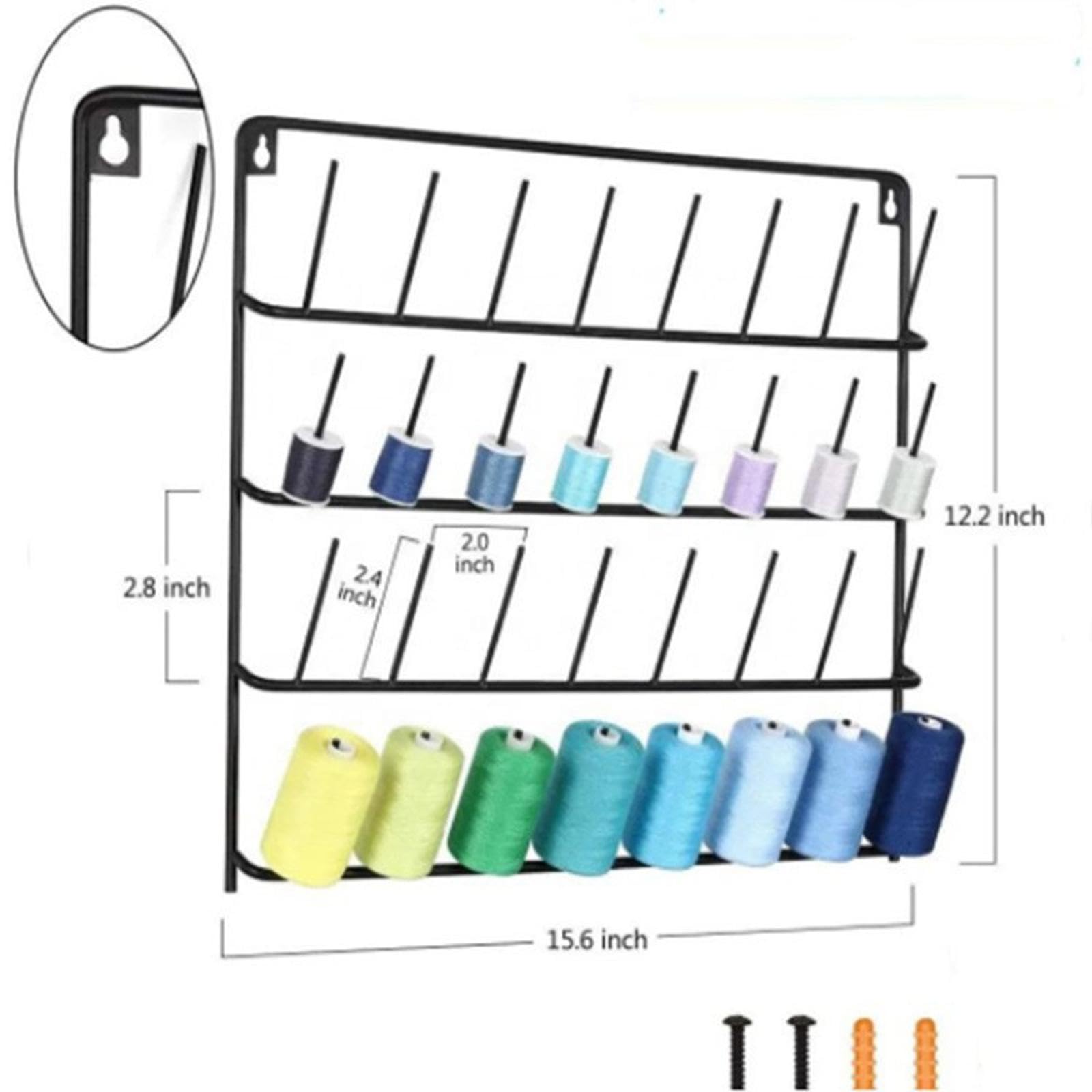 Soporte para 32 Carretes de Hilo de Coser, Organizador de Hilo de Coser de Metal para Montaje en Pared, Organizador de para El Cabello,