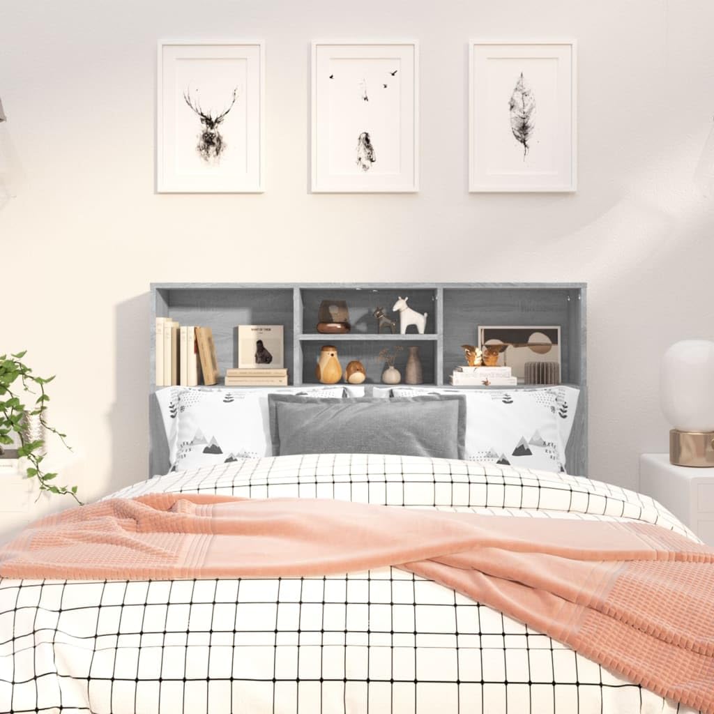 Tino Tech Cabecero De Cama 120x19x103,5 cm Madera Contrachapada Gris Sonoma Cabecero con Almacenaje Cabeceros De Madera Armario Cabeceros Bonitos Cabecero Mueble Cabeceros para Dormitorio