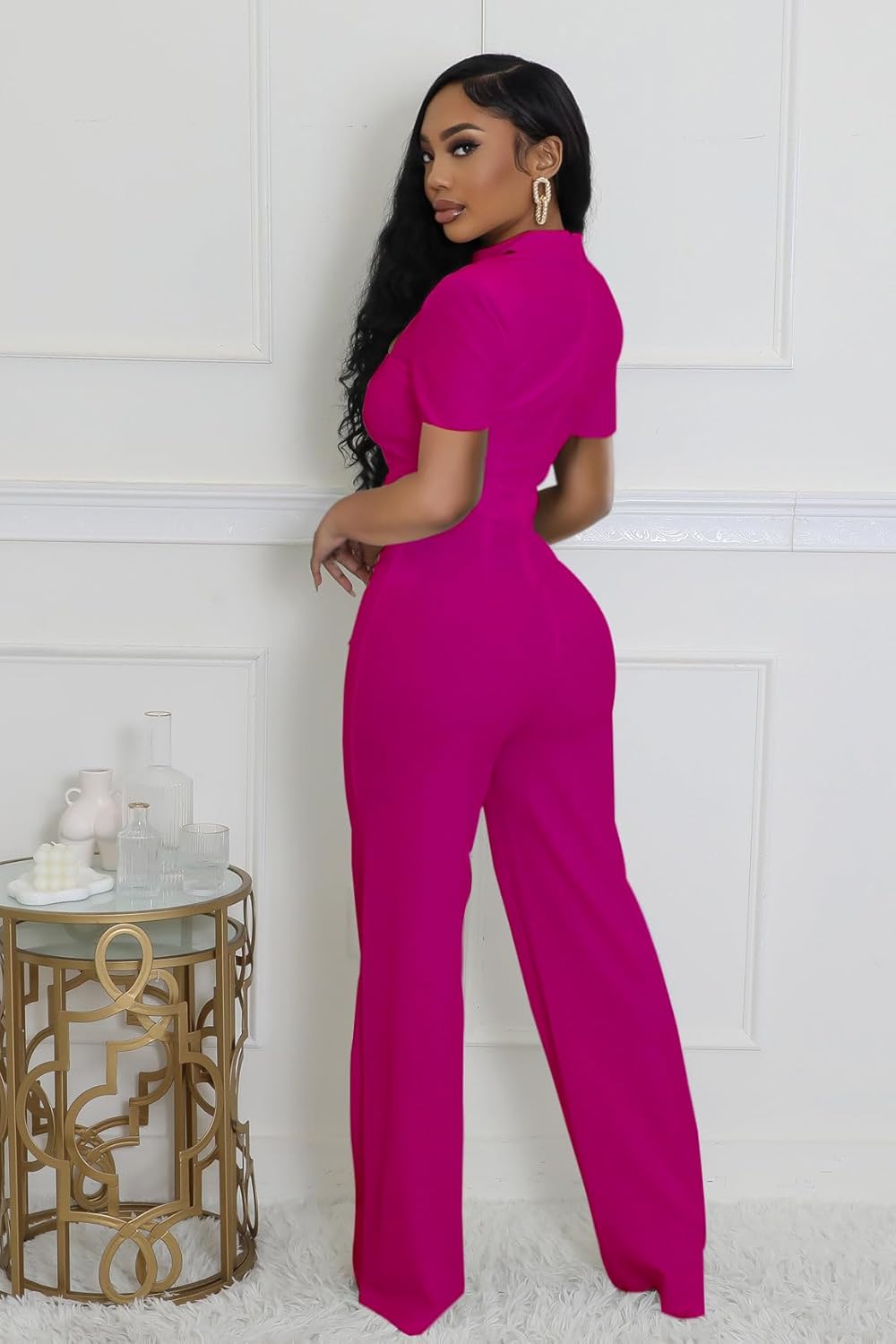 Women's formal jumpsuit elegant straight pants party casual club jumpsuit - Image 8