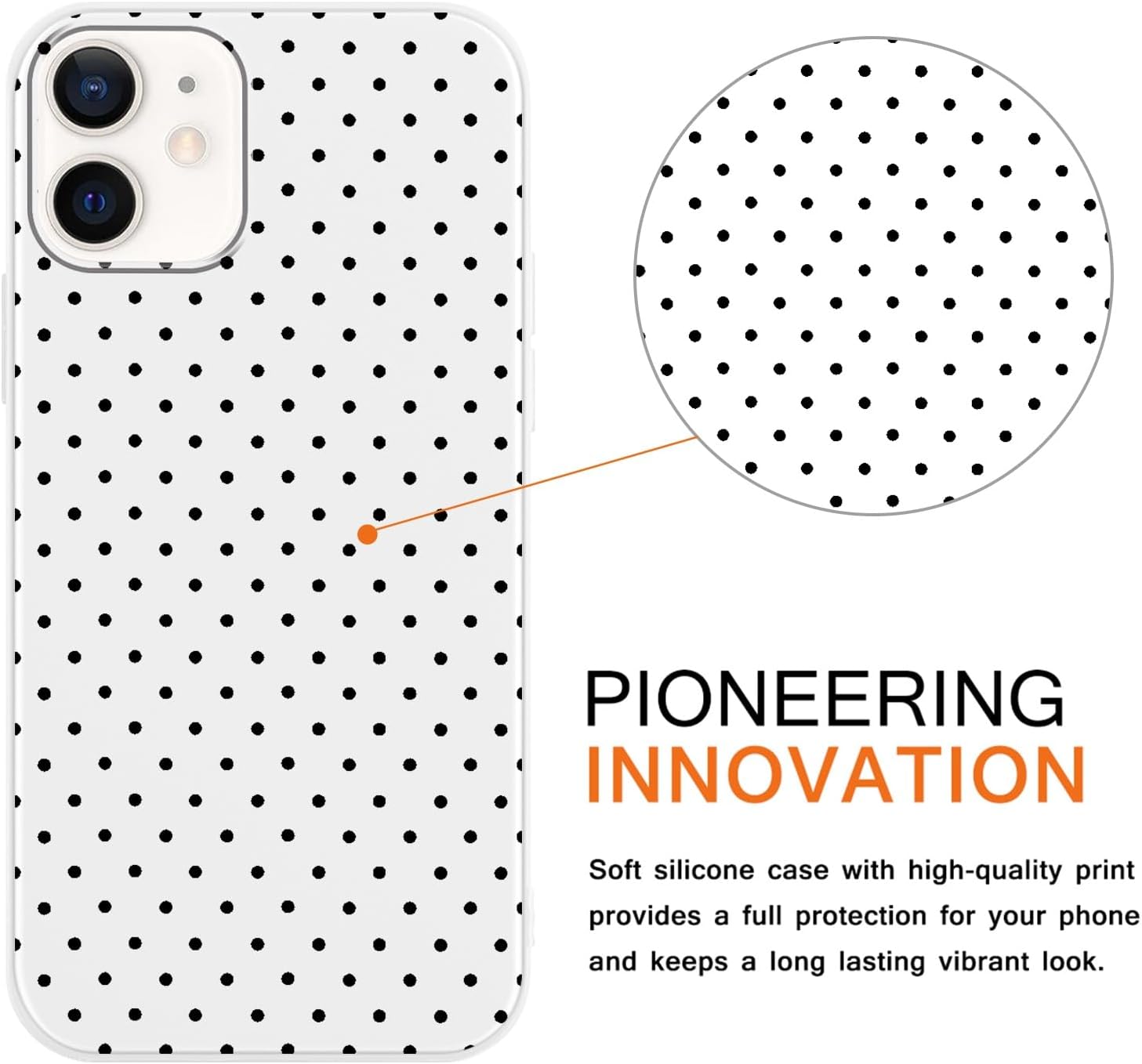 Cute Polka Dot Phone Case for iPhone 12 Mini 5.4", Aesthetic Trendy Pattern Print Simple Design Case Soft Slim TPU Cover Shockproof Protection Funda for Girls Women, White image 3