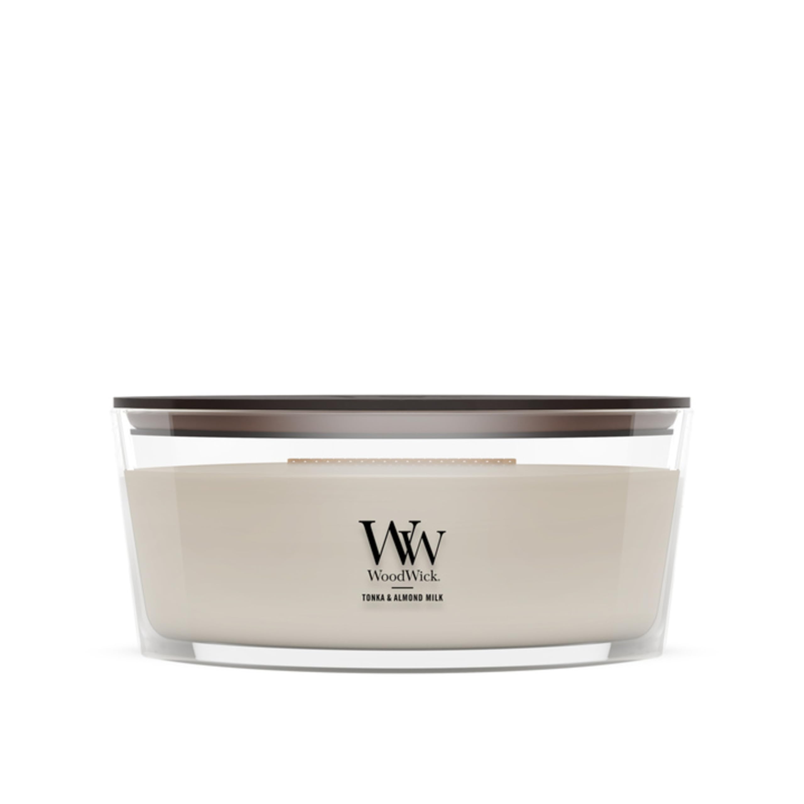 WoodWick Tonka &amp; Almond Milk Scented Candle, Crackling Wick, 16oz