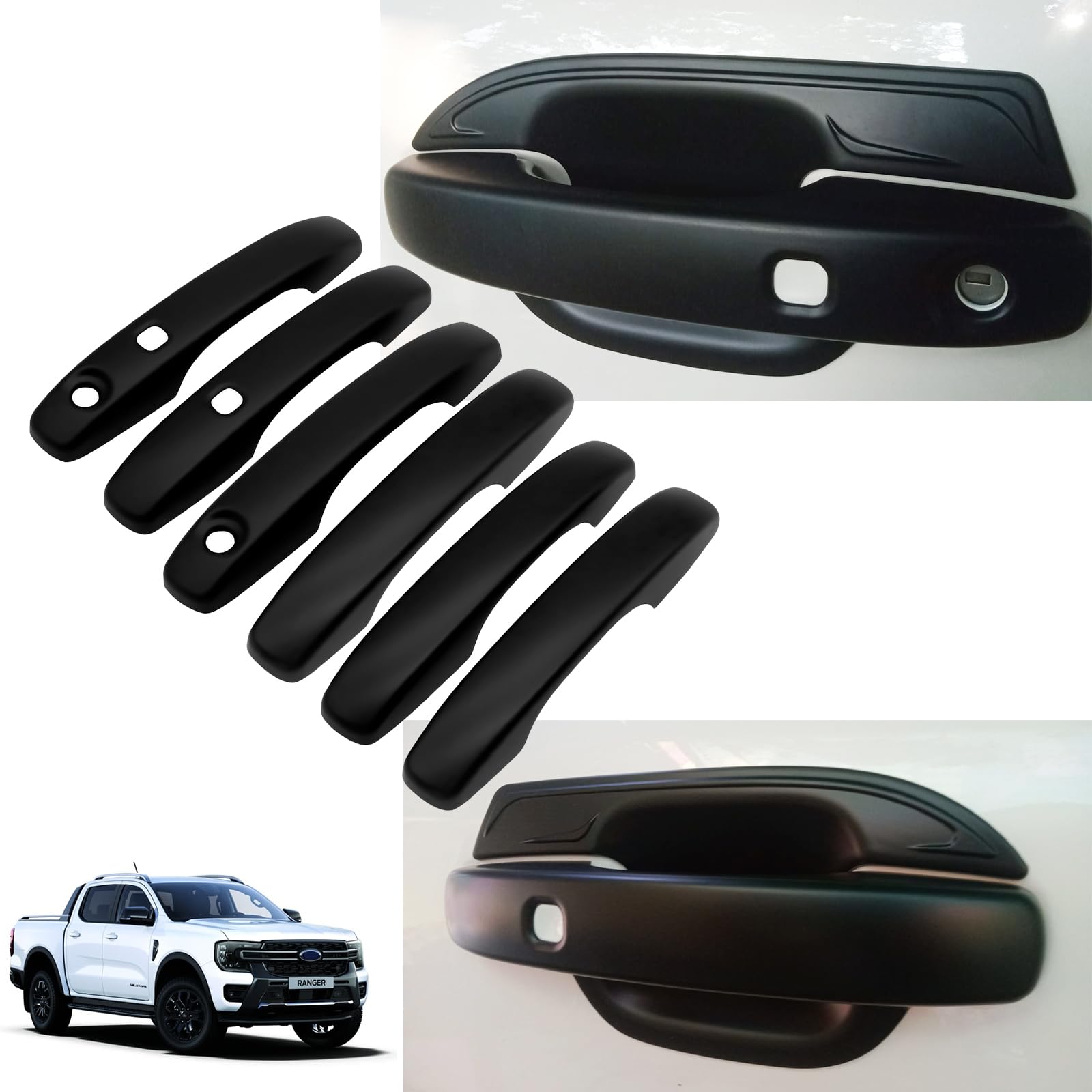 Generic Door Handle Cover for Ford Ranger 2023-2024 T9 Wildtrak Raptor XL XLT Tremor Limited Wildtrak X Platinum Double Cab 4 Door Pickups