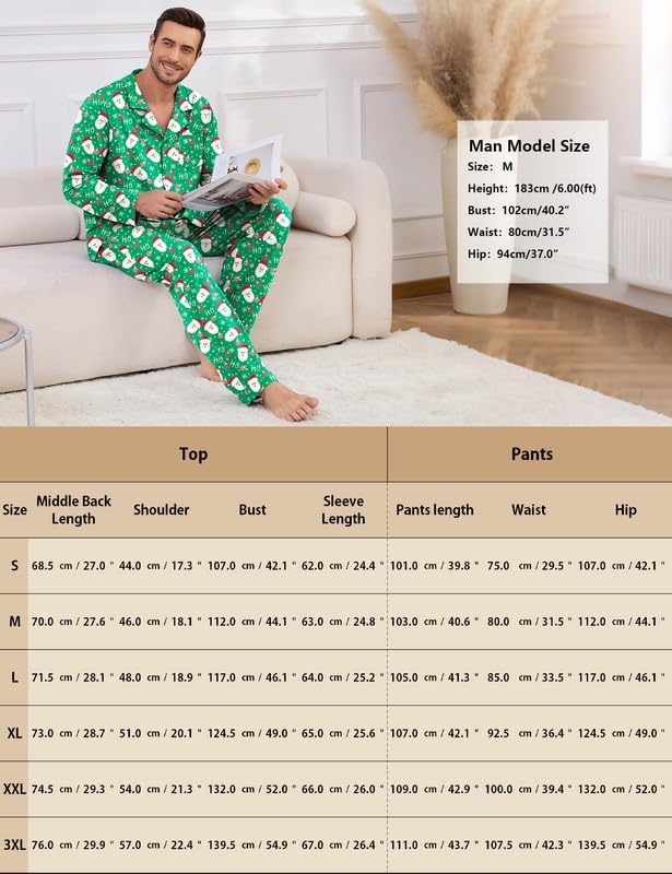 Marvmys Mens Pajama Set Soft Button Down Pajamas Long Sleeve Pjs Sleepwear Loungwear Comfy Sleep Sets with Pockets S-3XL - Image 6