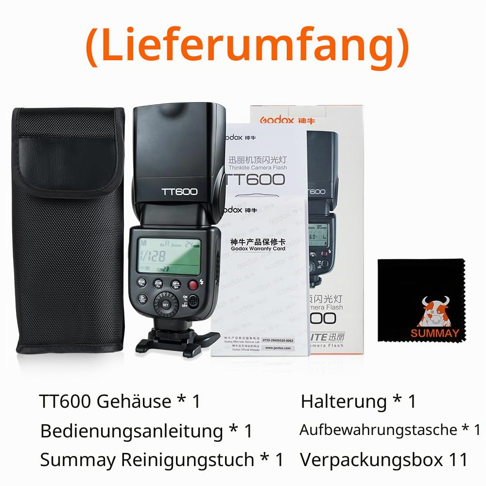 GODOX TT600 Kamera Blitz Speedlite GN60 Flash Speedlite Kompatibel mit Canon Nikon Fujifilm Pentax Olympus Panasonic Kameras (TT600)