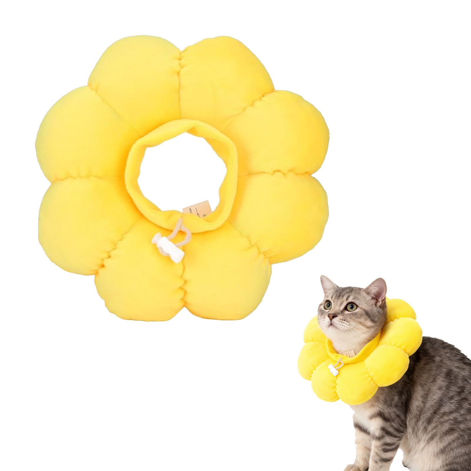 Cat Recovery Collar, Cats Cone, Adjustable Pet Recovery Collar Anti Bite Lick Wound Healing Safety Cone Soft Cute Sun Flower Neck Cat Collars for Pet Rehabilitation(Yellow)