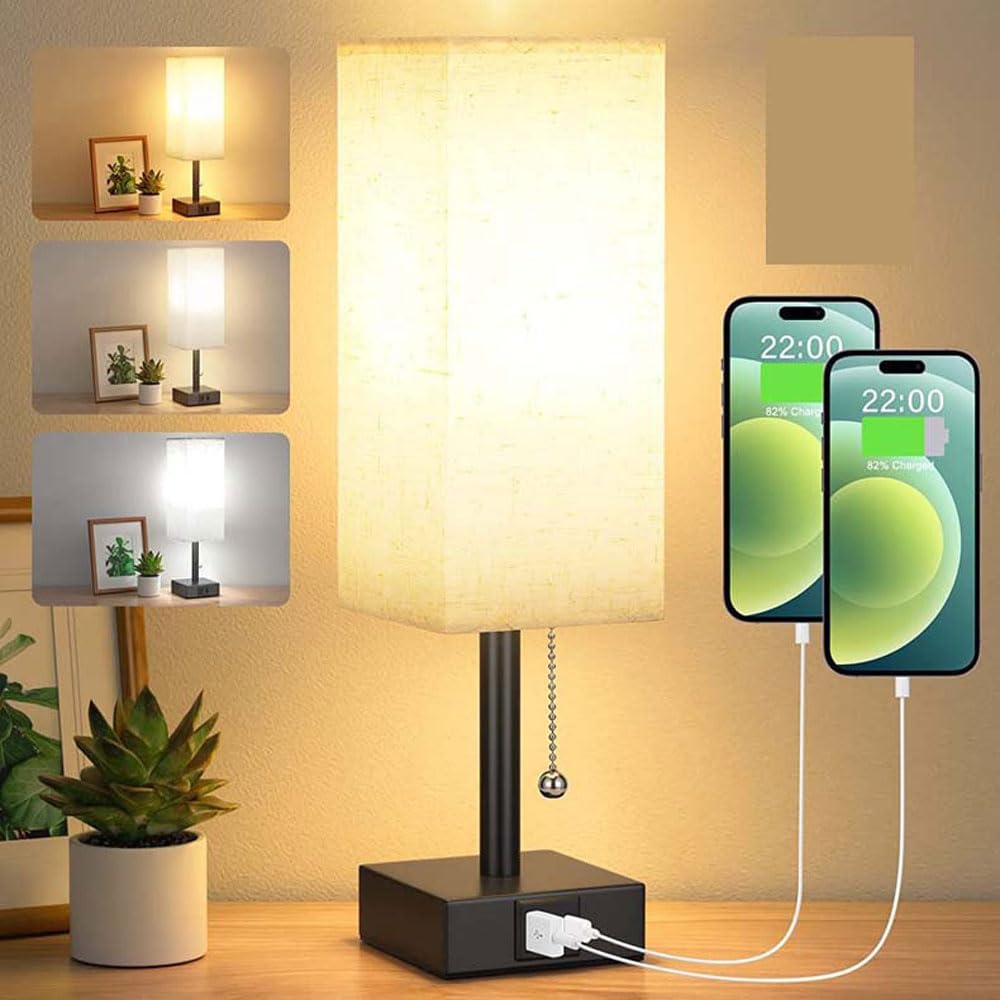 LGDEERCO Retro-Schreibtischlampe – USB-wiederaufladbar, Glaslampenschirm, Knopfschalter