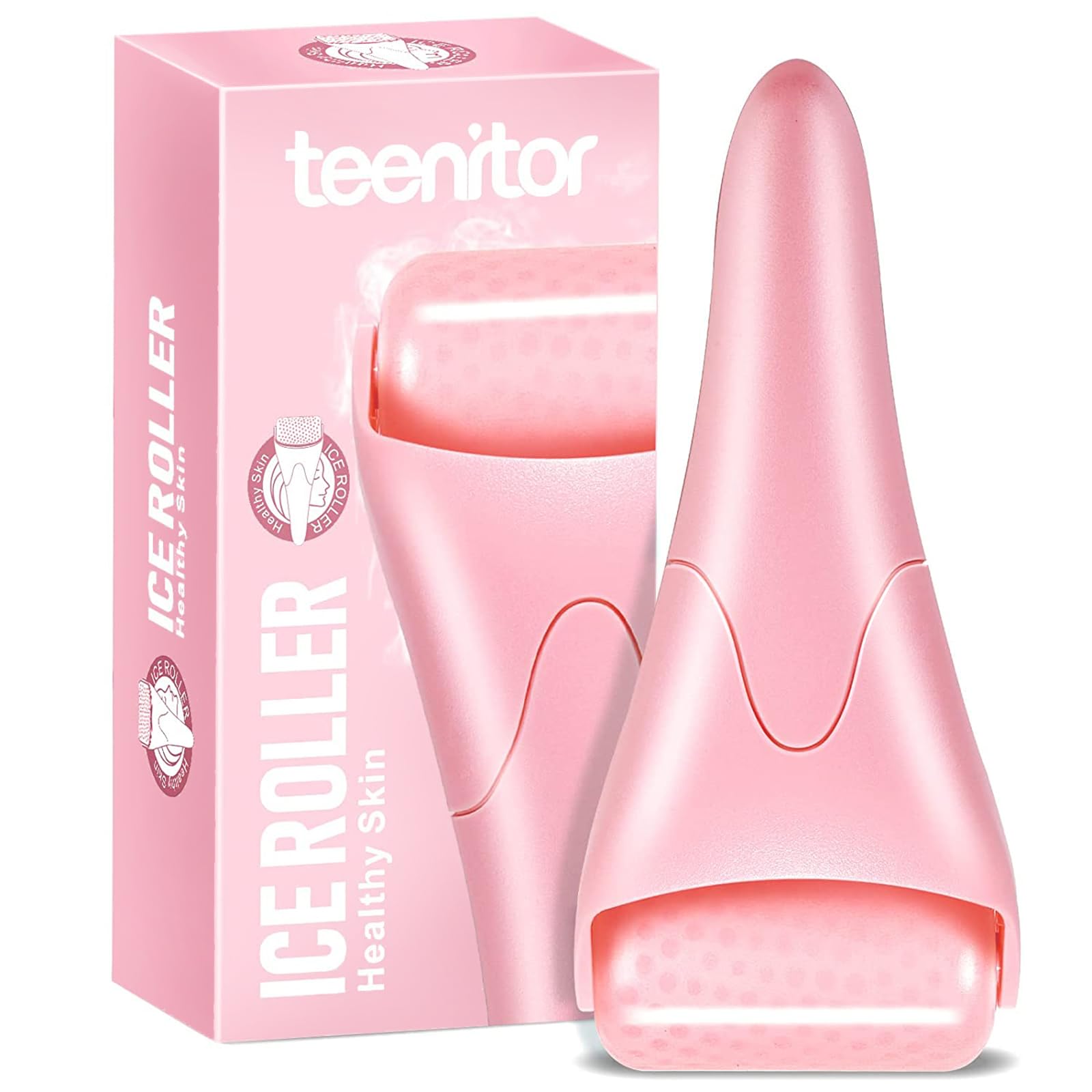 Teenitor Face & Eye Puffiness Relief Ice Roller - Facial Ice Roller Massager, Pink