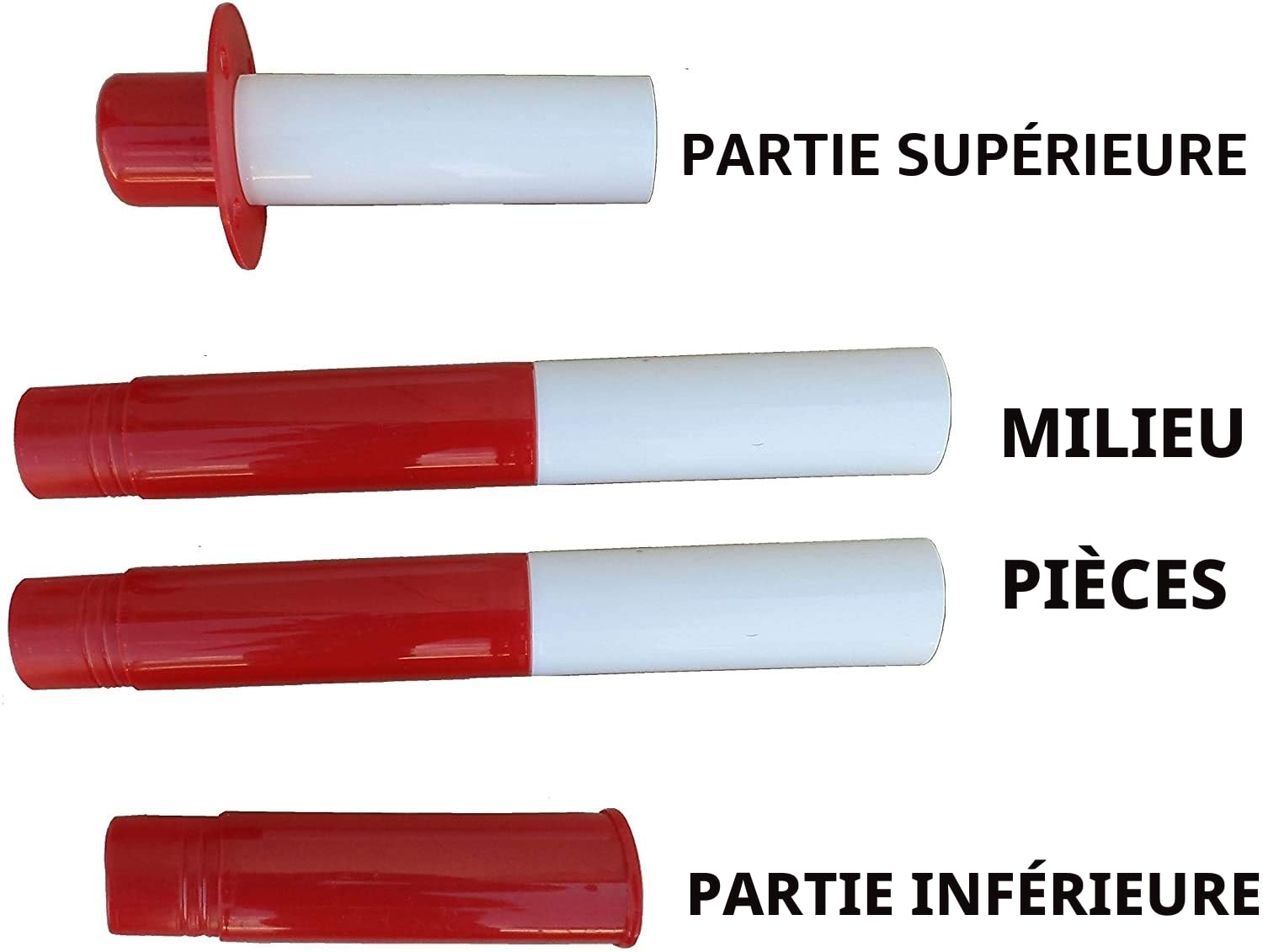 GC2-CH2.5 Paire de Poteaux en Plastique avec Chaîne en Plastique de 2,5 m (Rouge Blanc, 2,5 m)