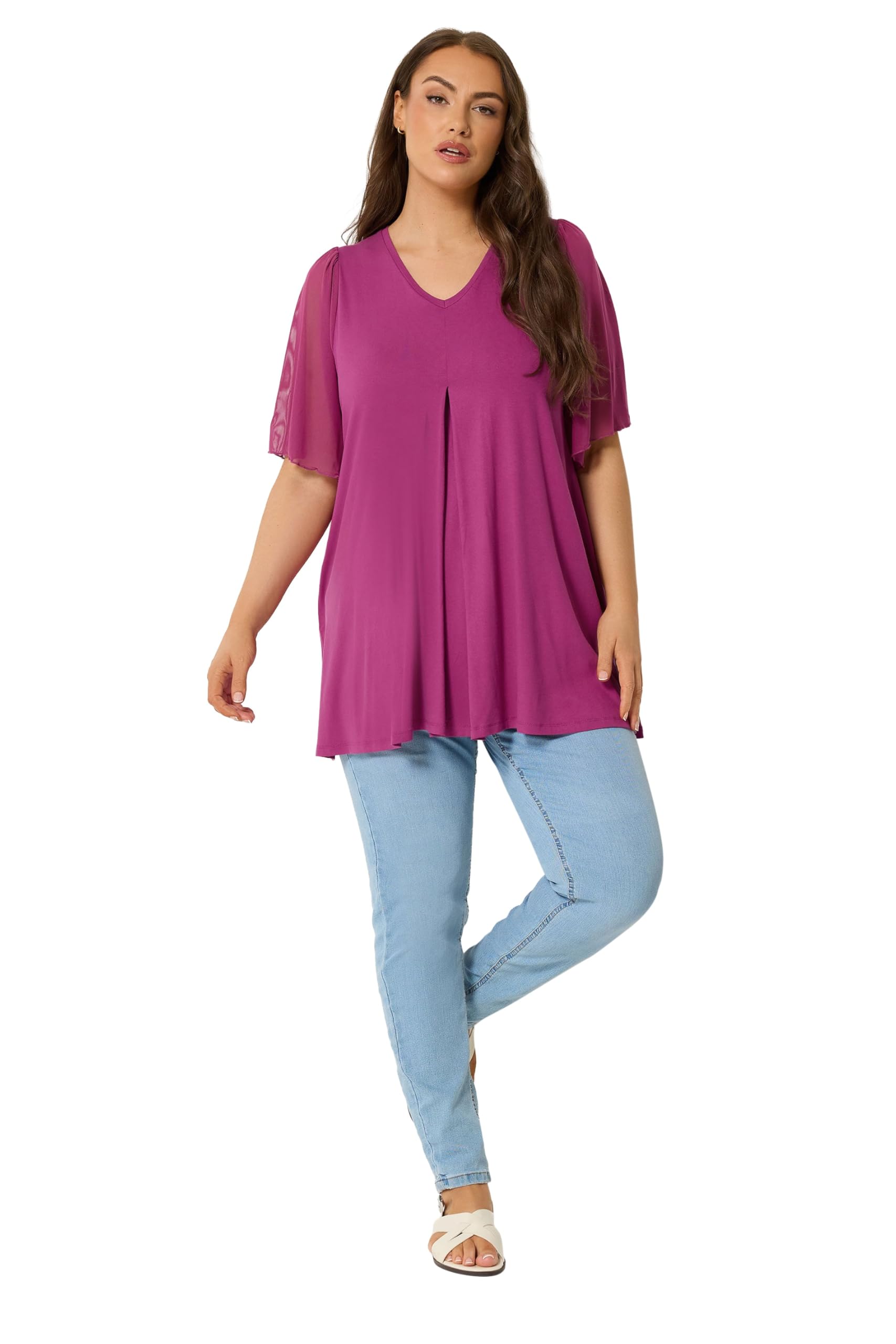 Yours Curve Purple Pleat Front Top - Women's - Plus Size Curve