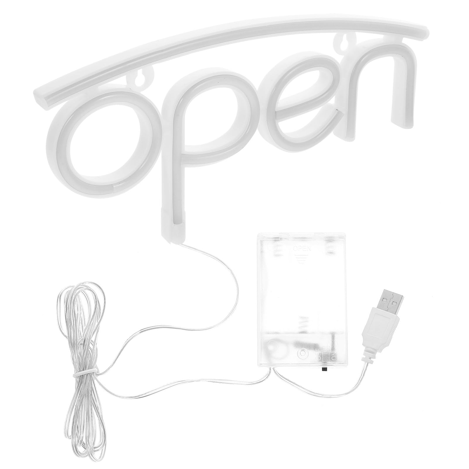 Baluue Luce al Neon Aperta LED Decorativa da Parete in Pvc Argento Alimentazione a 3 Batterie Aa, Luce Non Abbagliante per Camere da Letto e Locali, Certificata Ip45