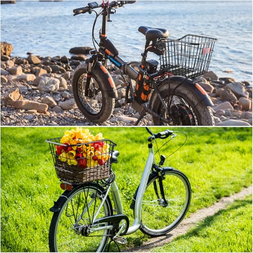 Fahrradkorb-Halterung aus Stahl, kompatibel mit Mountainbikes, Elektrofahrrädern, Klapprädern (schwarz)