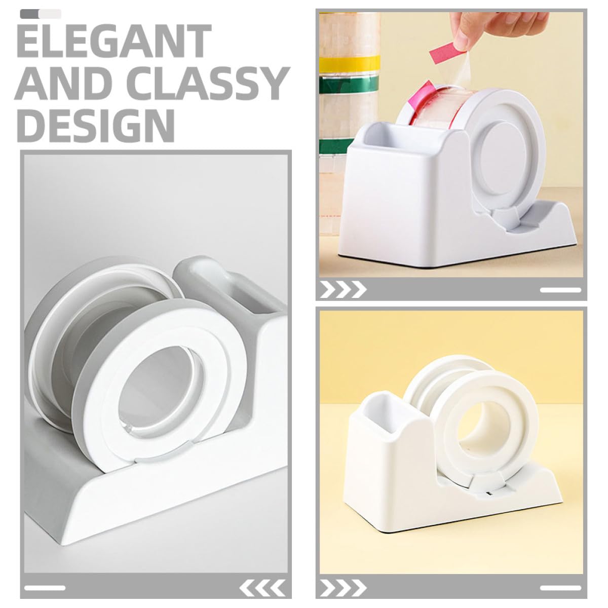 GARVALON Kunststoff Klebebandabroller mit Praktischem Schneidegerät Stabiles Tape Dispenser für Schreibtisch und Haushalt Tragbarer Tape Cutter mit Glatten Kanten Vielseitig für Büro und