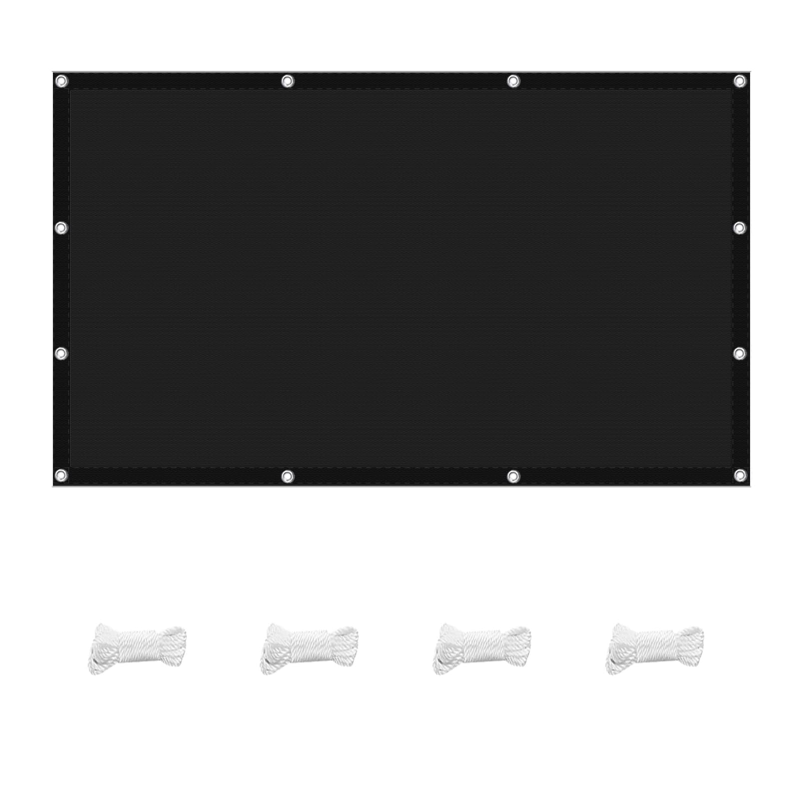 Voile d'ombrage noir 290x370 cm résistant aux intempéries avec œillets de fixation