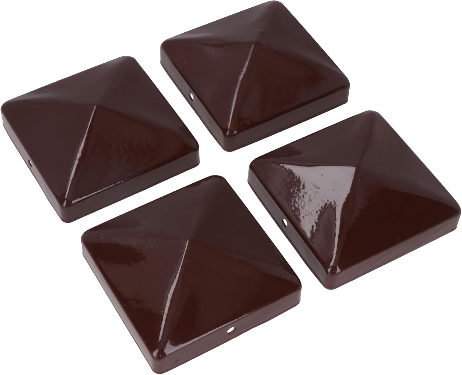 Metal Fence Post Caps for Fence Posts 75mm x 75mm Protector Cover Brown 4pc