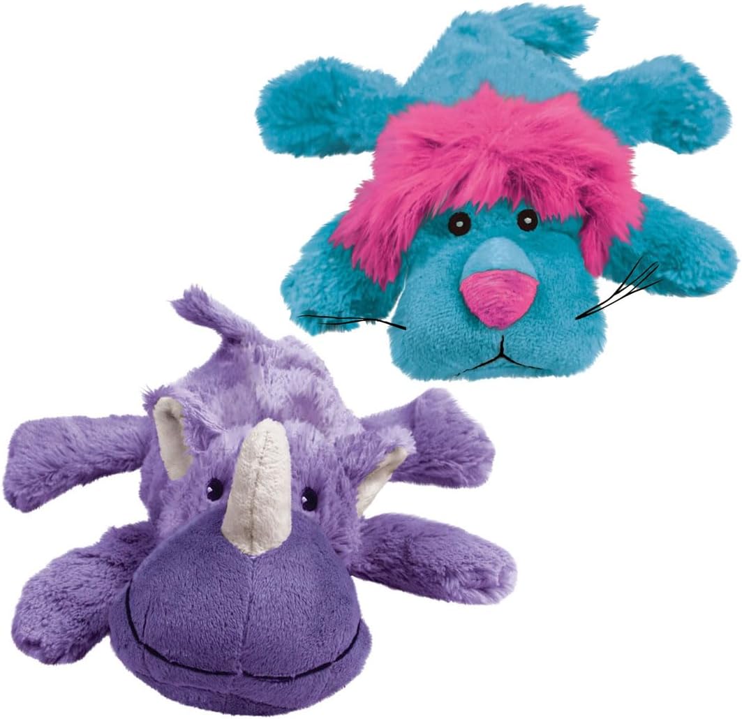 KONG Cozie King The Lion Plush Dog Toy and Medium Rosie The Rhino Dog Toy Bundle