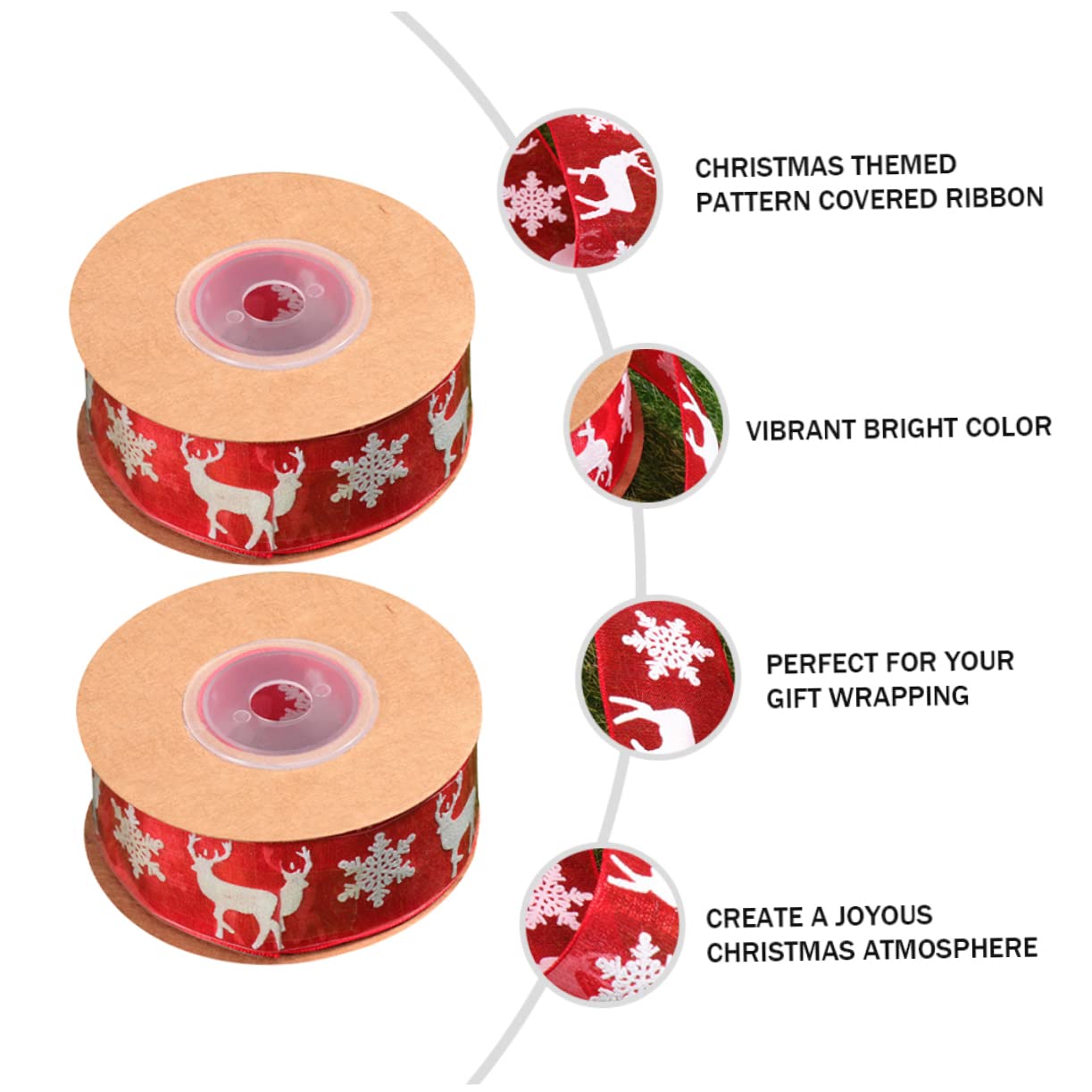 VILLCASE 3 Set Di Nastri Natalizi in Grosgrain Nastri Natalizi in Pizzo Delicato 10 M Artigianali Per Decorazioni Per Alberi Feste 2 Pezzi*3