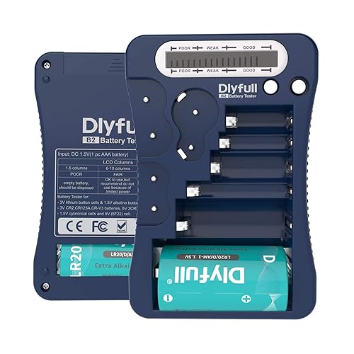 DLYFULL - Comprobador de batería, pantalla LCD universal para pilas AA AAA C D 9V CR2032 CR123A CR2 CRV3 2CR5 CRP2 1.5V/3V pilas de botón, 1 pilas