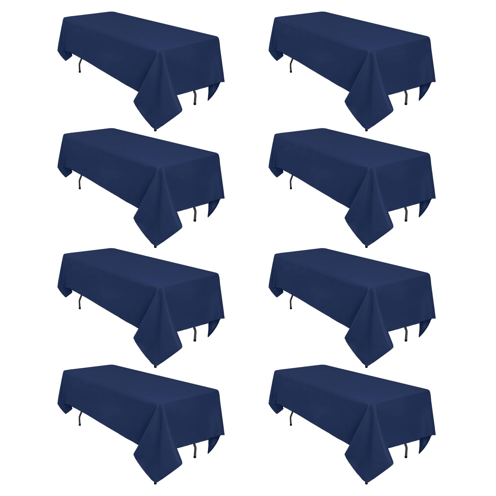 8 Pack Navy Blue Tablecloth 60 x 102 Inch Rectangular Tablecloths for 6 Foot Rectangle Tables, Wrinkle Resistant Blue Table Cloth Washable Polyester