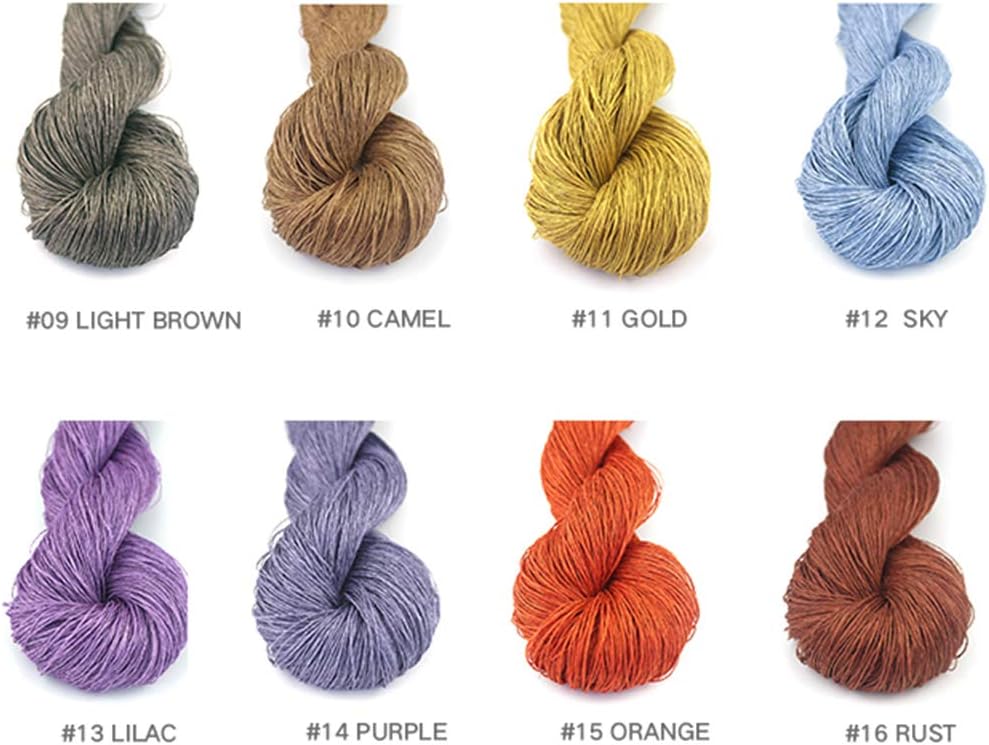 Lotus Yarns Wholesale 100% Natural Linen Lace Weight Hand Knitting Crochet Yarn 5X50g/Hank for Summer Fashion Garments Baby Clothes Soft and Cool (#14)