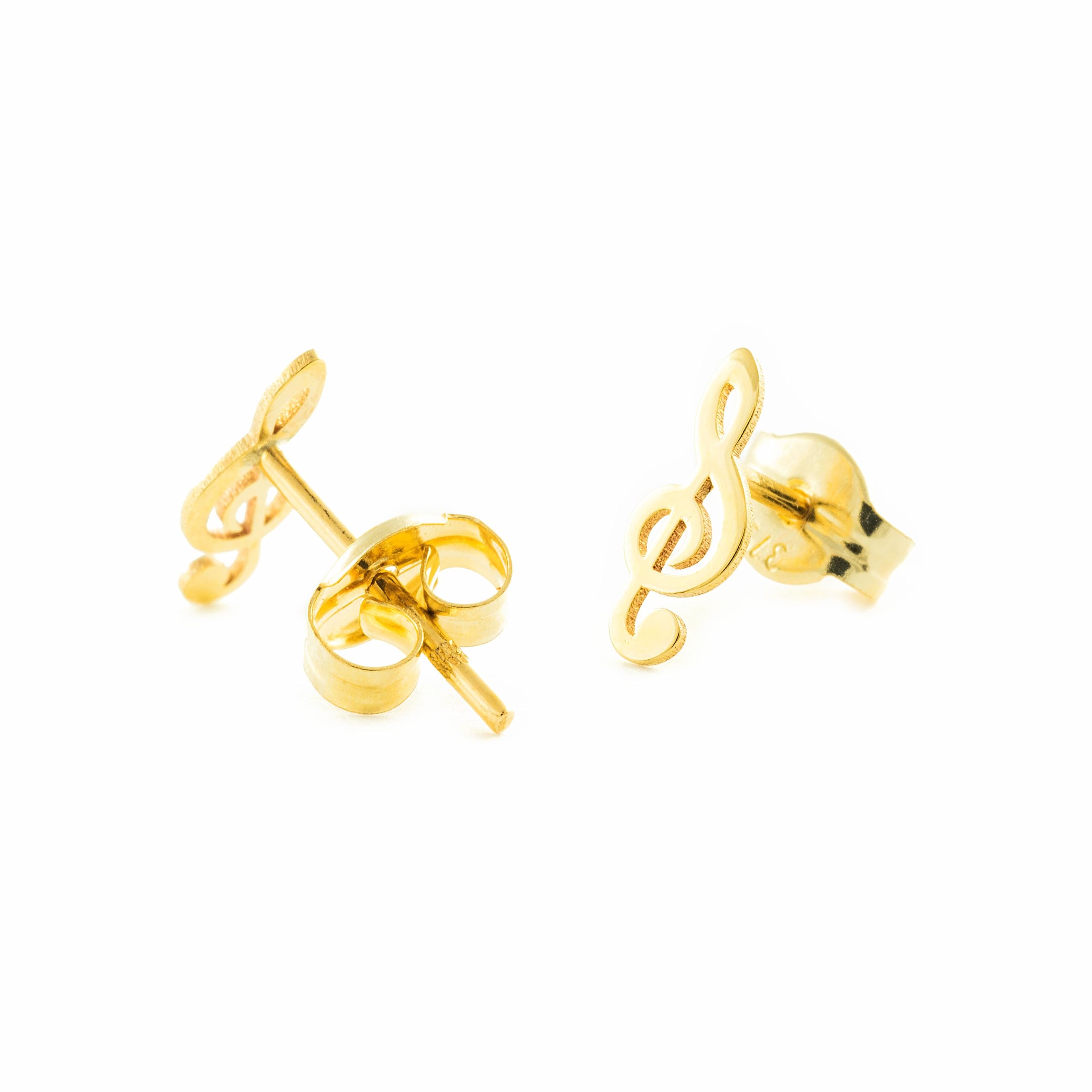 Pendientes Mujer-Niña Oro Amarillo 9K Liso Nota Musical Brillo - Certificado Garantía - Mondepetit - 2662