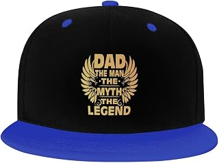 Dad The Man The Myth The Legend Mens Snapback Baseball Cap Hip Hop Style Flat Visor Adjustable Outdoor Cap