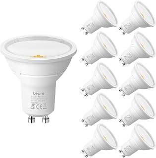 Lepro GU10 LED Bulbs, Warm White 2700K, A Energy Class, 590LM, 3.3W (50W Equivalent), 100° Wide Beam Angle, 50000H Long Life, Energy Saving LED Spotlight Bulb, Non-Dimmable, Pack of 10