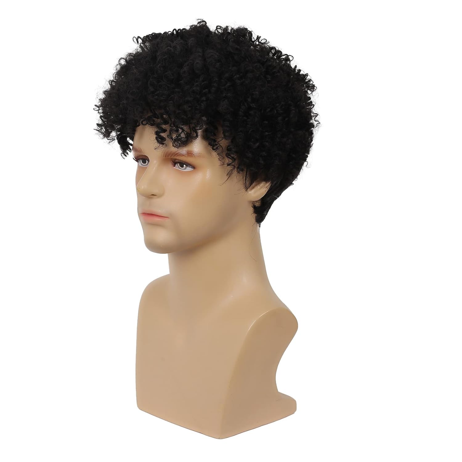 Short Curly Afro Wig for Men Black Short Kinky Synthetic Halloween Cosplay Costume Full Wigs with Wig Cap - Image 4