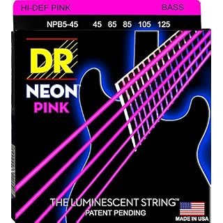 DR Strings NEON 45-125 Jeu de Cordes pour Guitare Basse Rose - Les Beatles, Paul McCartney, John Lennon, RIngo Starr, George Harrison
