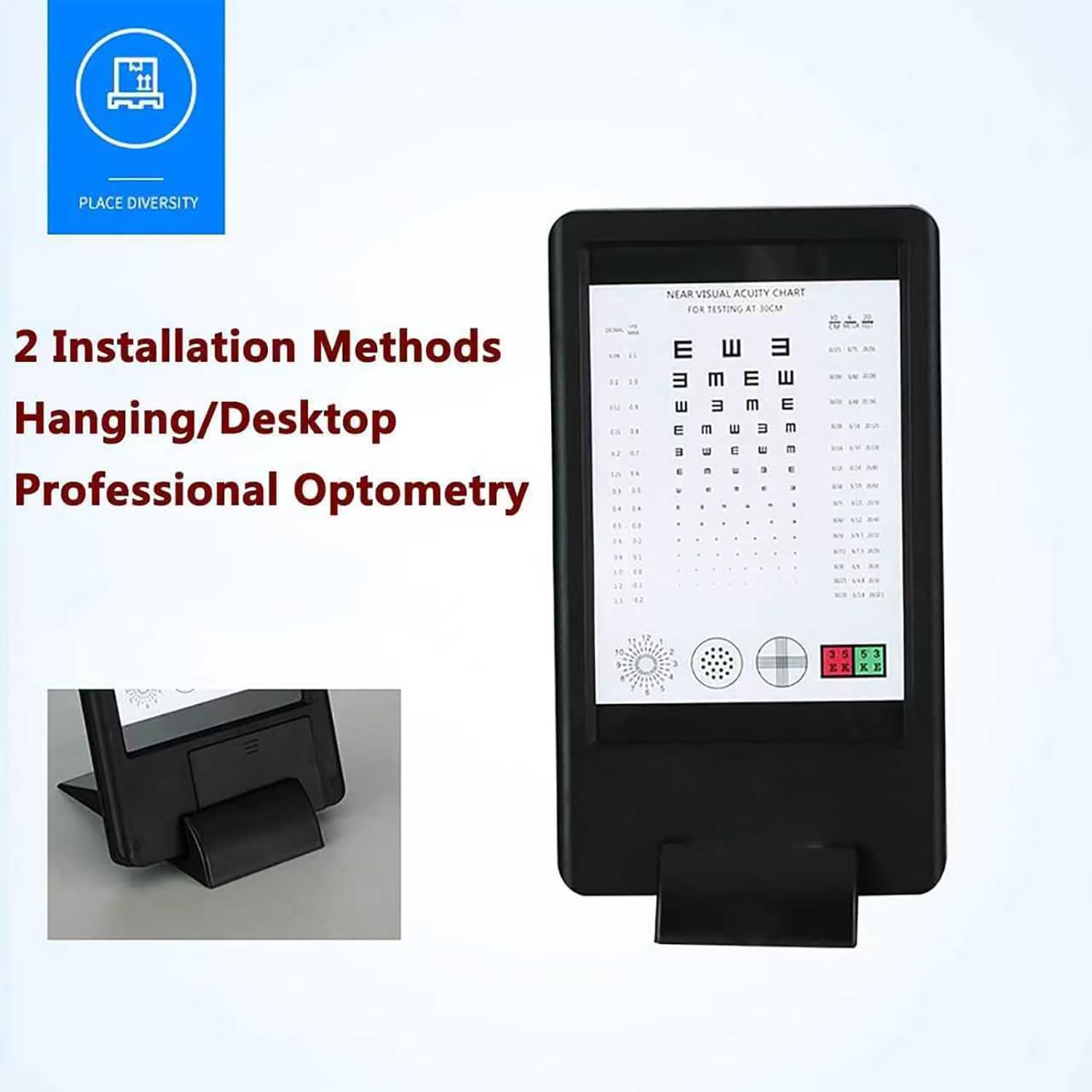 Tabla de visión, gráfico de optotipos LED de doble cara con brillo ajustable para detección de visión cercana y lejana