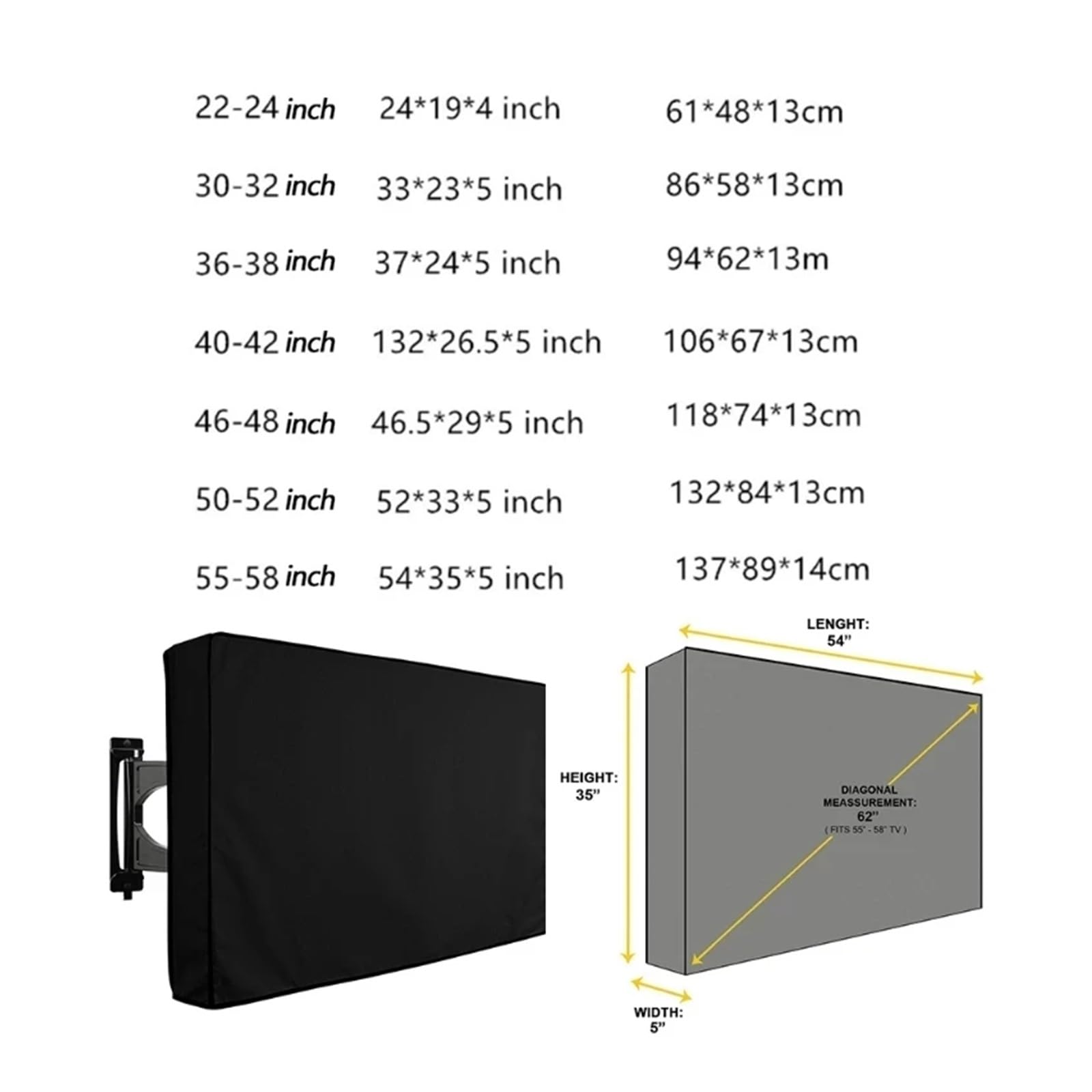 Copri TV Copertura TV Esterna Antipolvere Resistente alle intemperie Beige 32 "36" 40 "46" 50 "55" 60 "65" Proteggi Schermo TV Copertura TV Esterna Patio Giardino(Beige,46-48inch)