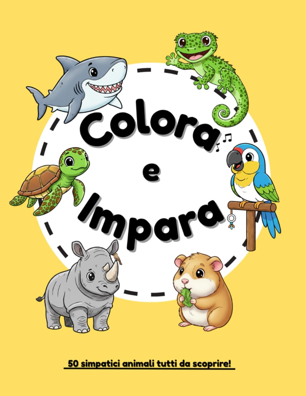 Colora e Impara: 50 animali facili da colorare