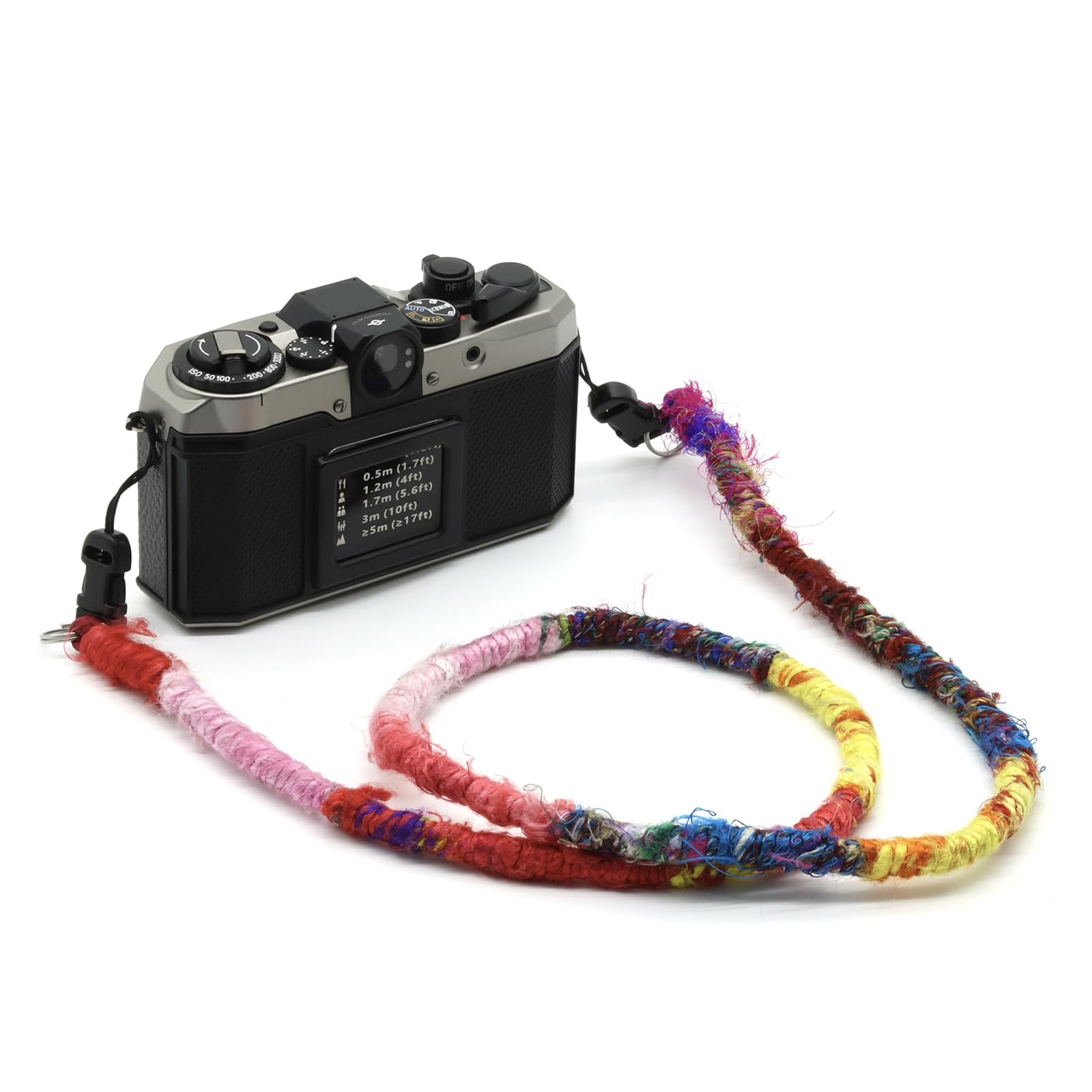Generisch Sangle d'appareil photo multicolore pour appareils numériques DSLR - Tissu doux texturé avec pinces métalliques sécurisées - Support d'épaule réglable - Sangle d'appareil photo Spectrum