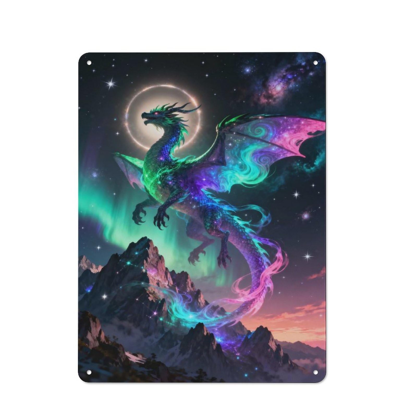 Junmoney Celestial Dragon Over Mountains Man Cave Tin Wall Sign, Wall Decor For Workshop, Shed And Game Room, 40X30cm